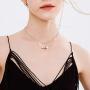 YL Womens Sideways Cross Necklace 925 Sterling Silver Polished Double Criss Pendant Cubic Zirconia Jewelry