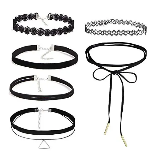 Haloty 6PCS Punk Lace Choker Necklace Black Crystal Pendant Necklaces Chain Vintage Leather Necklaces Jewelry for Women and Girls (StyleⅡ) Haloty 6PCS Punk Lace Choker Necklace Black Crystal Pendant Necklaces Chain Vintage Leather Necklaces Jewelry for Women and Girls (StyleⅡ)