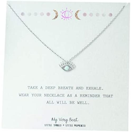 My Very Best Simulated Opal Hamsa Evil Eye Necklace