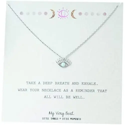 My Very Best Simulated Opal Hamsa Evil Eye Necklace My Very Best Simulated Opal Hamsa Evil Eye Necklace