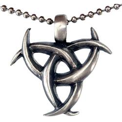 Celtic Norse Viking Asatru Jewelry Triple Horns Crescent Moon of Odin Horn triskelion triskele Protection Amulet Pewter Boys Unisex Mens Pendant Necklace Charm for men w Silver Ball Chain