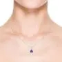 December Birthstone - Trillion Tanzanite Solitaire Pendant Necklace with Trio Diamonds in 14K White Gold (7mm Tanzanite)