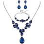 BriLove Womens Wedding Bridal Crystal Multi Teardrop Cluster Statement Necklace Tennis Bracelet Dangle Earrings Set