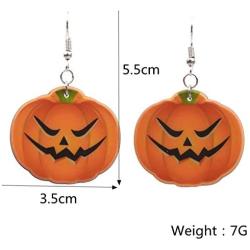 TULIP LY Silver Plated Cute Halloween Orange Pumpkin Drop Earrings Emoji Smiling Face Charm Dangle Earring Autumn Thanksgiving Jewelry