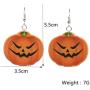 TULIP LY Silver Plated Cute Halloween Orange Pumpkin Drop Earrings Emoji Smiling Face Charm Dangle Earring Autumn Thanksgiving Jewelry
