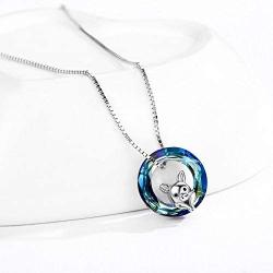 JUSTKIDSTOY Pig Necklace Jewelry 925 Sterling Silver Cute Animal Pendant Necklace with Crystal Gift for Women Girl Birthday