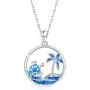 Waysles Turtle Necklace for Women Sterling Silver Tropical Palm Tree/Ocean Wave and Cute Turtle Pendant Necklaces Lovely Jewelry Gift for Women Girls
