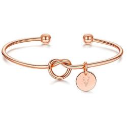 Ursteel Bridesmaids Gifts for Wedding, Tie The Knot Bracelet with Initial Bridesmaid Proposal Gifts with Box, Cards