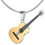Xusamss Punk Rock Music Style Titanium Steel Guitar Pendant Necklace,24inches Box Chain