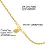 Lifetime Jewelry 2mm Rope Chain Bracelet 24k Real Gold Plated for Women and Men