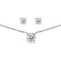 GemStar USA Sterling Silver Cubic Zirconia Round Solitaire Choker Necklace and Stud Earrings Set
