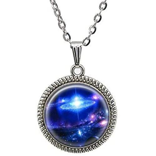 Galaxy Art Necklace Custom Nebula Universe Space Jewelry Pendant Birthday Gift for Her