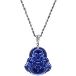 Laughing Buddha Blue Jade Pendant Silver Necklace Rope Chain Genuine Certified Grade A Jadeite Jade Hand Crafted, Jade Necklace, 14k Jade Buddha necklace, Jade Medallion