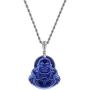 Laughing Buddha Blue Jade Pendant Silver Necklace Rope Chain Genuine Certified Grade A Jadeite Jade Hand Crafted, Jade Necklace, 14k Jade Buddha necklace, Jade Medallion