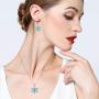 EVER FAITH Womens Jewelry Sets 925 Sterling Silver Cubic Zirconia Snowflake Winter Party Necklace Earrings Set