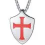 FaithHeart Knights Templar Seal Necklace Christ Fellow-Soldiers Stainless Steel Saint-Omer Pewter Jewelry, Mens Charm Medallion with Gift Packaging Customize Available