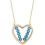 Newshe Pendant Necklace for Women Gold Heart Blue Crystal 925 Sterling Silver Cubic Zirconia Chain