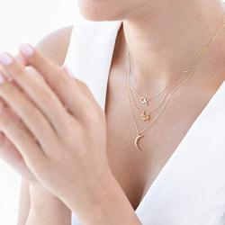 GELIN 14k Yellow Gold Triple Stars Pendant Necklace for Women | Star Choker Necklace | Dainty Friendship Family Jewelry