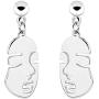 Stainless Steel Face Abstract Statement Party Hypoallergenic Drop Earrings (Silver)