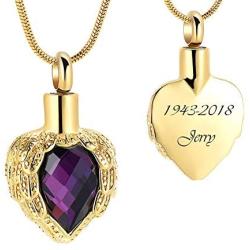 memorial jewelry Gold Angel Wings Glass Heart Urn Pet/Human Cremation Pendant Necklace Jewelry for Ashes