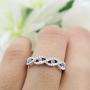 Dazzlingrock Collection 10K Gold Round Aquamarine & White Diamond Bridal Stackable Anniversary Wedding Band Swirl Ring