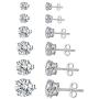 SUPRAONE 6 Pairs Stud Earrings Set, 925 Sterling Silver Hypoallergenic Round Cubic Zirconia 18K Gold Plated for Women Girls Men 3-8mm