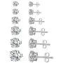 SUPRAONE 6 Pairs Stud Earrings Set, 925 Sterling Silver Hypoallergenic Round Cubic Zirconia 18K Gold Plated for Women Girls Men 3-8mm
