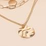 Gold Layered Pendant Long Necklace - 14K Gold Plated Handmade 3 Layer Choker Necklace Chain Pendant Costume Jewelry for Women Girl