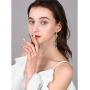DAMLENG Sparkly Bohemia Long Tassel Blue Ocean Shell Dangle Earrings Shine Rhinestone Scallop Beach Earrings for Women Girls Charm Statement Colorful Crystal Jewelry
