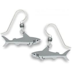 Whimsical Grey Shark Earrings Made in the USA by Sienna Sky 1712