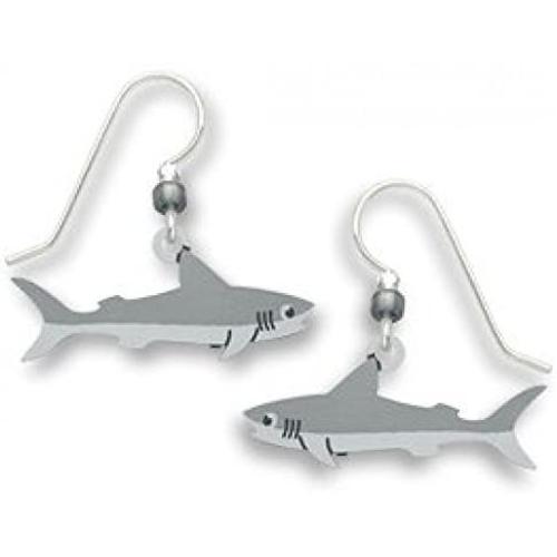 Whimsical Grey Shark Earrings Made in the USA by Sienna Sky 1712