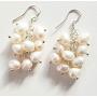 1.5'' Beautiful Asymmetrical White Freshwater Pearl Handmade Cluster Earrings