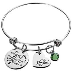 Raysunfook Not Sisters By Blood But Sisters By Heart Birthstone Charm Bracelet Friendship Gift I Love You Sister Cuff Friend Jewelry