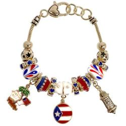 Elosee Puerto Rico Theme Murano Glass Charm Bracelet 7.5 Inch