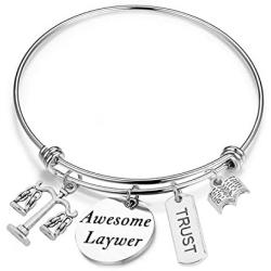 SEIRAA Scales of Justice Lawyer Gift Awesome Lawyer Bracelet Law Student Graduation Gift Stainless Steel Law Bracelet