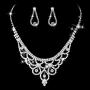 Unicra Bride Silver Necklace Earrings Set Crystal Bridal Wedding Jewelry Set Rhinestone Bridesmaid Party Choker Necklace Drop Dangle Earrings Sets for Women and Girls (Silver-3)