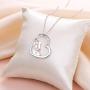 FLYOW S925 Sterling Silver Always in My Heart Dog Pendant Necklace for Women Teen Girl with Dog Gift For Her