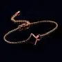 VU100 Stainless Steel Initial Letter Bracelets for Women Girls Girlfriend Wife, Gifts for Valentines Day, Sideways Name Monogram Alphabet Adjustable Chain Jewelry, Silver/Gold/Rose Gold
