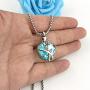 Urn Necklaces for Ashes Love Heart Blue Crystal Cremation Jewelry Keepsake Holder Memorial Necklace Pendant
