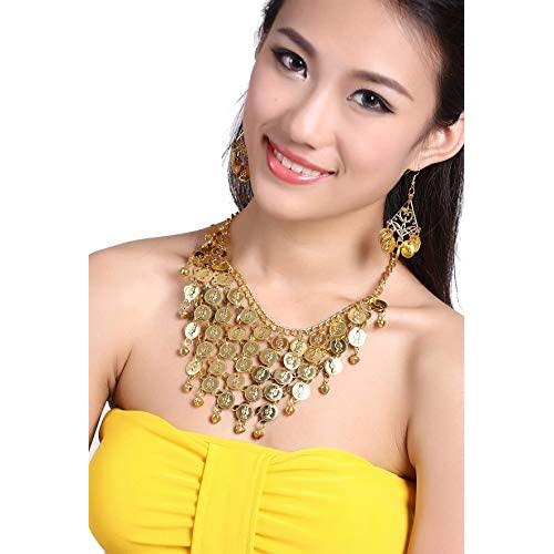 ZLTdream Belly Dance Gypsy Jewelry Accessories Dancing Necklace+Earrings 3pcs/Set