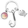UJIMS Fishing Hook Keychain with Fish Charm Fish Lover Gift for Dad Husband Boyfriend Fisherman Jewelry Fishing Lure Gifts