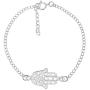 Delicate Hamsa Hand .925 Sterling Silver Link Bracelet