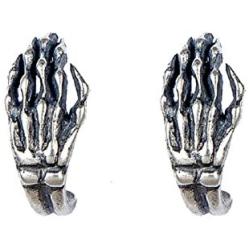 Cinlan 925 Sterling Silver Punk Gothic Rock Skull Hand Bone Earrings