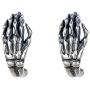 Cinlan 925 Sterling Silver Punk Gothic Rock Skull Hand Bone Earrings