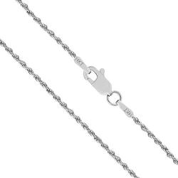 Honolulu Jewelry Company 14K Solid White Gold 1mm Rope Chain Necklace