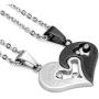 Jstyle Stainless Steel Mens Womens Couple Necklace Pendant Love Heart CZ Puzzle Matching