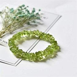 DUOVEKT Natural Green Olivine Peridot Jewelry for Women Men Faced Abacus Beads Stone Stretch Crystal Abacus Gemstone Bracelet 6mm