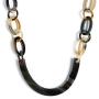 Bling Jewelry Earth Tone Brown Handmade Natural Statement Boho Fashion Buffalo Horn Oval Chain Link Necklace for Women