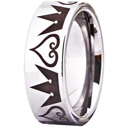 Cosplay Jewelry 8mm Silver Pipe Kingdom Hearts & Crowns Design Ring Wedding Ring Engagement Ring-Free Inside Engraving