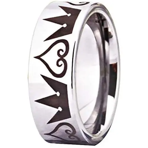 Cosplay Jewelry 8mm Silver Pipe Kingdom Hearts & Crowns Design Ring Wedding Ring Engagement Ring-Free Inside Engraving Cosplay Jewelry 8mm Silver Pipe Kingdom Hearts & Crowns Design Ring Wedding Ring Engagement Ring-Free Inside Engraving